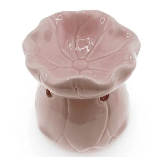 Vas aromaterapie din ceramica model frunza, roz - 8,5cm, imagine 3