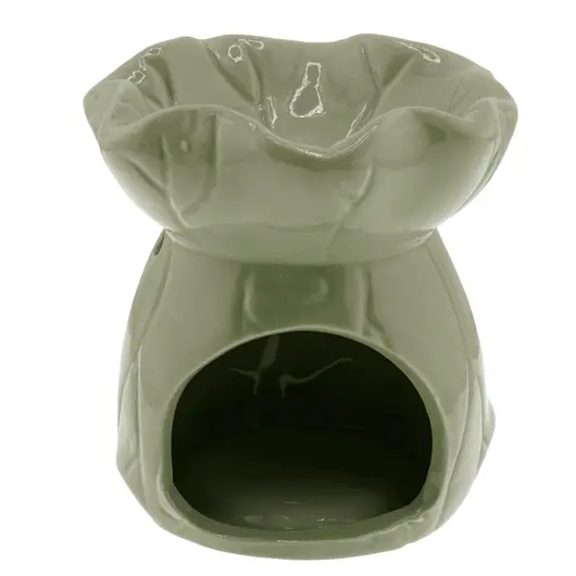 Vas aromaterapie din ceramica model frunza, verde deschis - 8,5cm, imagine 2