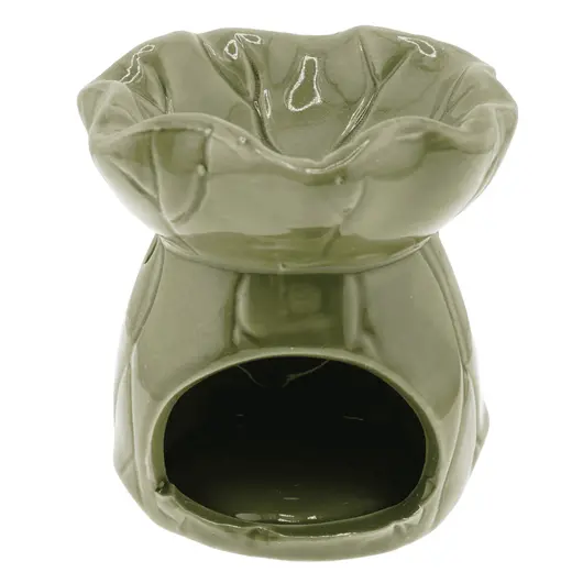Vas aromaterapie din ceramica model frunza, verde inchis - 8,5cm, imagine 2