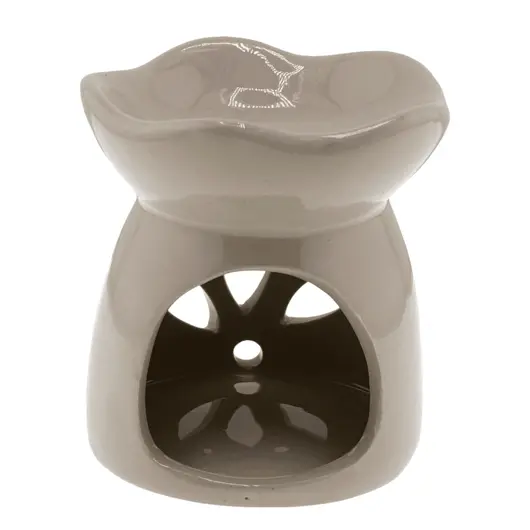 Vas aromaterapie din ceramica model petale cu baza rotunda, bej - 7,5cm, imagine 2