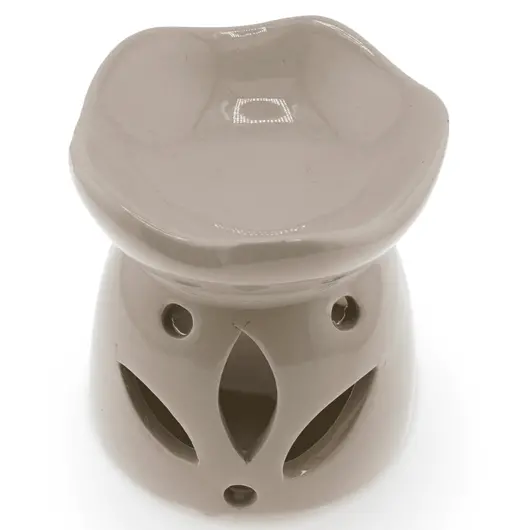 Vas aromaterapie din ceramica model petale cu baza rotunda, bej - 7,5cm, imagine 3
