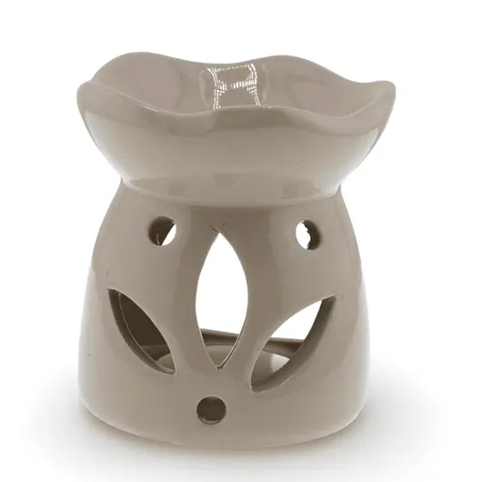 Vas aromaterapie din ceramica model petale cu baza rotunda, bej - 7,5cm