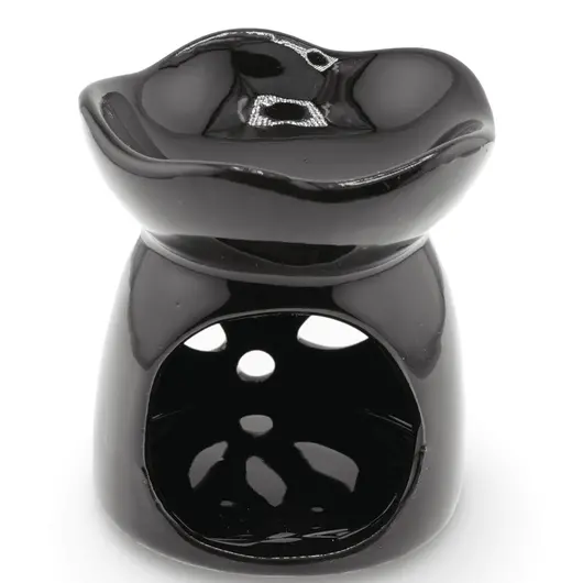 Vas aromaterapie din ceramica model petale cu baza rotunda, negru - 7,5cm, imagine 2