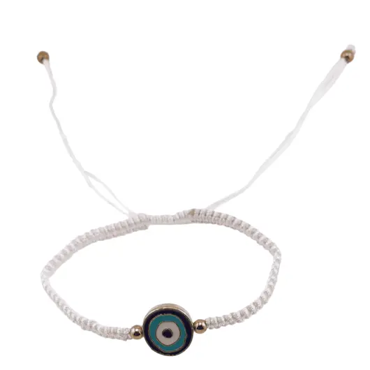 Bratara reglabila cu snur alb si Ochi protector, 19mm