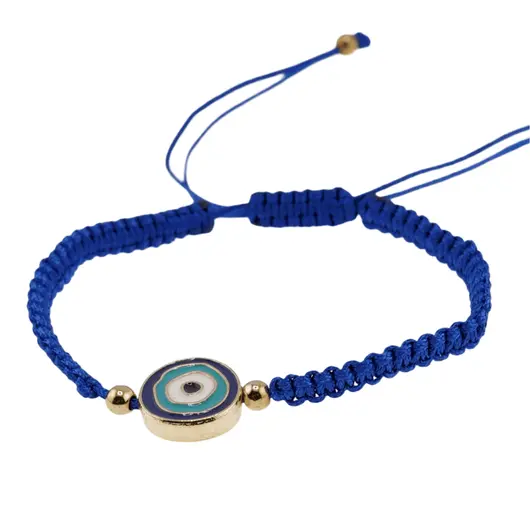 Bratara reglabila cu snur albastru si Ochi protector, 19mm, imagine 2
