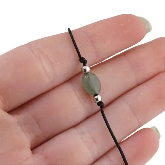 Bratara reglabila cu snur negru Aventurin, 8mm, imagine 3