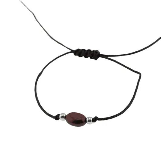 Bratara reglabila cu snur negru Jasp rosu, 8mm, imagine 2