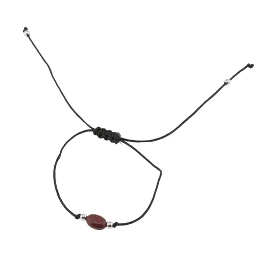 Bratara reglabila cu snur negru Jasp rosu, 8mm