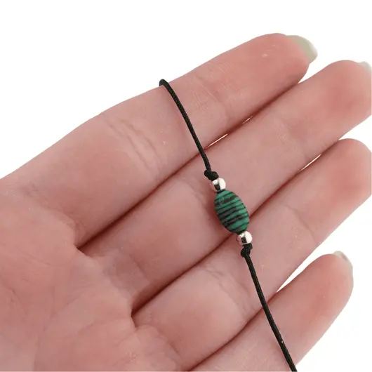 Bratara reglabila cu snur negru Malachit, 8mm, imagine 3