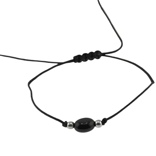 Bratara reglabila cu snur negru Obsidian, 8mm, imagine 2