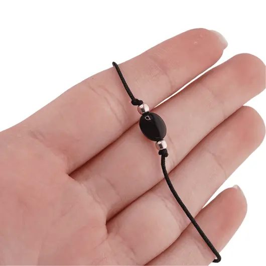 Bratara reglabila cu snur negru Obsidian, 8mm, imagine 3