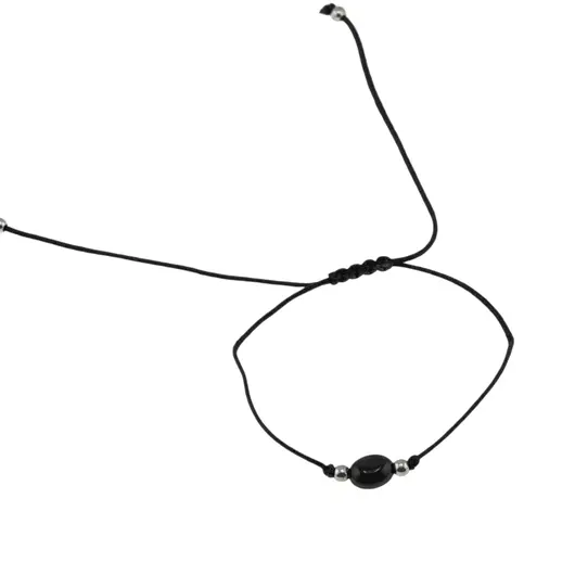 Bratara reglabila cu snur negru Obsidian, 8mm