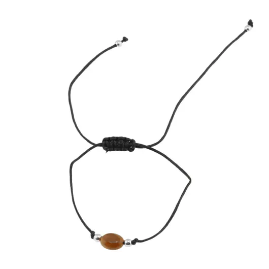 Bratara reglabila cu snur negru Ochi de tigru, 8mm