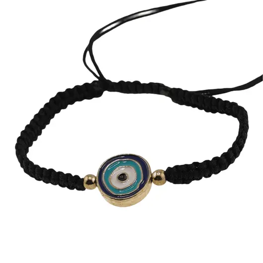 Bratara reglabila cu snur negru si Ochi protector, 19mm, imagine 2