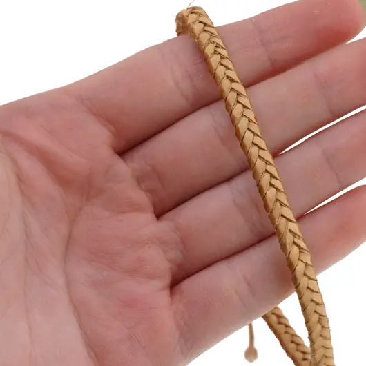 Bratara reglabila din piele artificiala impletita, maro, imagine 3