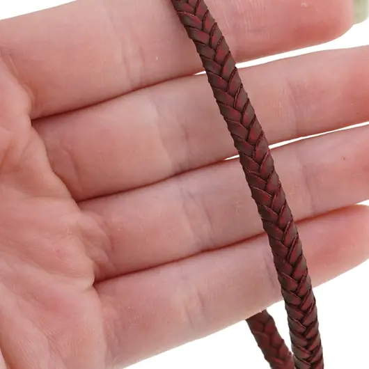 Bratara reglabila din piele artificiala impletita, rosu, imagine 3