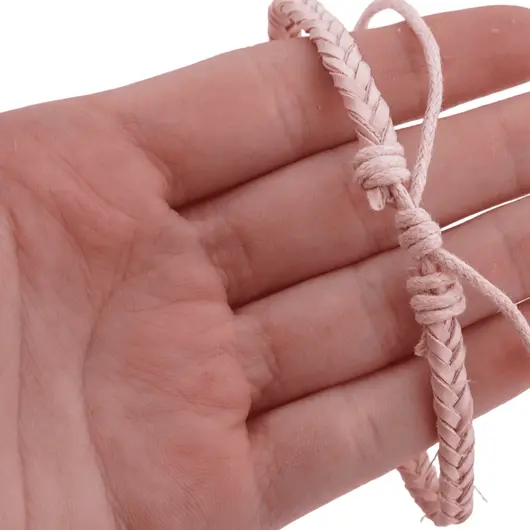 Bratara reglabila din piele artificiala impletita, roz, imagine 4