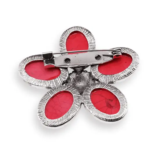 Brosa floare cu coral rosu 48mm, imagine 2