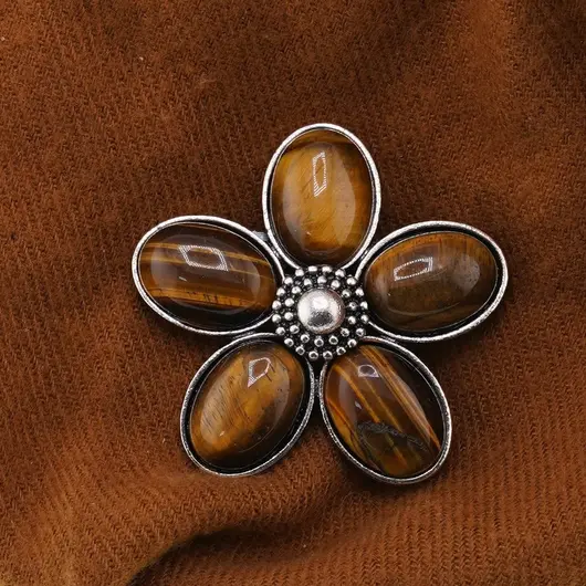 Brosa floare cu ochi de tigru 48mm, imagine 3