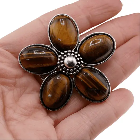 Brosa floare cu ochi de tigru 48mm, imagine 5