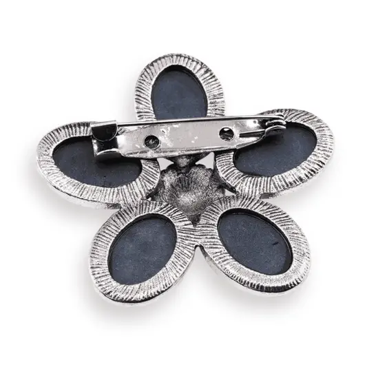 Brosa floare cu onix negru 48mm, imagine 2