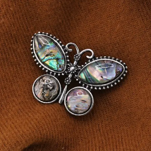 Brosa fluture cu Scoica Abalone, 44mm, imagine 3