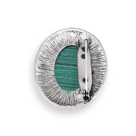 Brosa ovala cu Malachit, 47mm, imagine 2