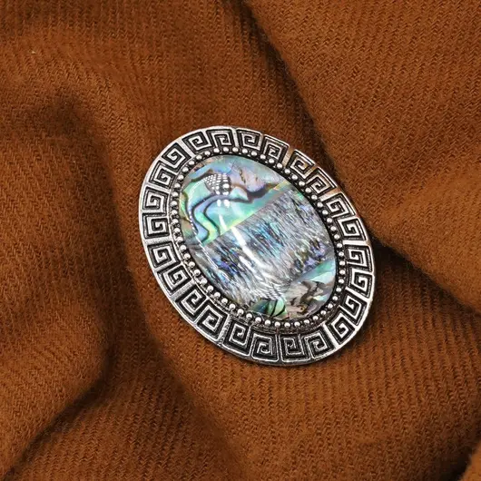 Brosa ovala cu Scoica Abalone, 47mm, imagine 3