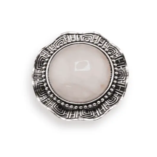 Brosa rotunda cu Cuart roz, 45mm