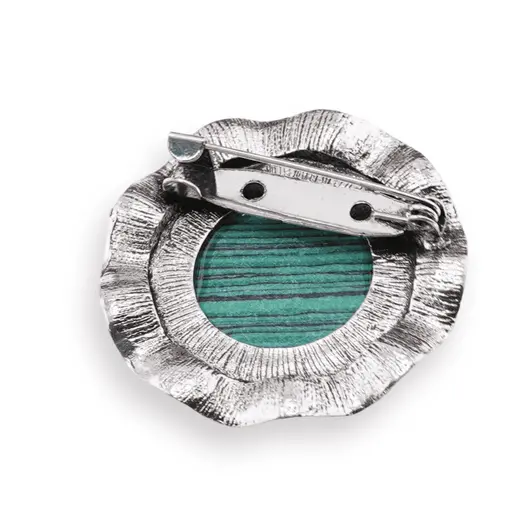 Brosa rotunda cu Malachit, 45mm, imagine 2