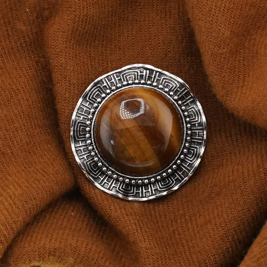 Brosa rotunda cu Ochi de tigru, 45mm, imagine 3