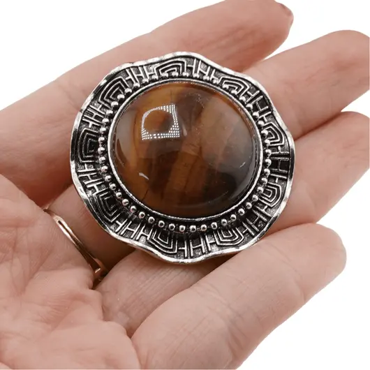 Brosa rotunda cu Ochi de tigru, 45mm, imagine 4