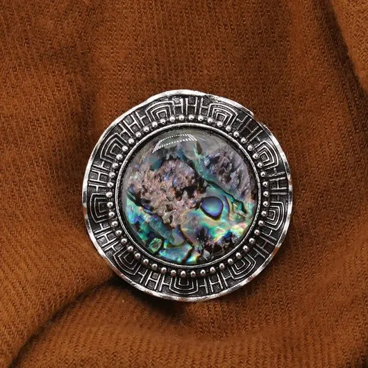 Brosa rotunda cu Scoica Abalone, 45mm, imagine 3