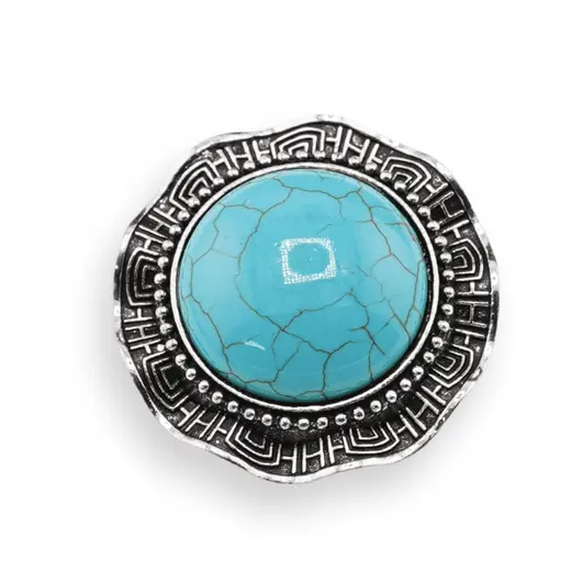 Brosa rotunda cu Turcoaz, 45mm