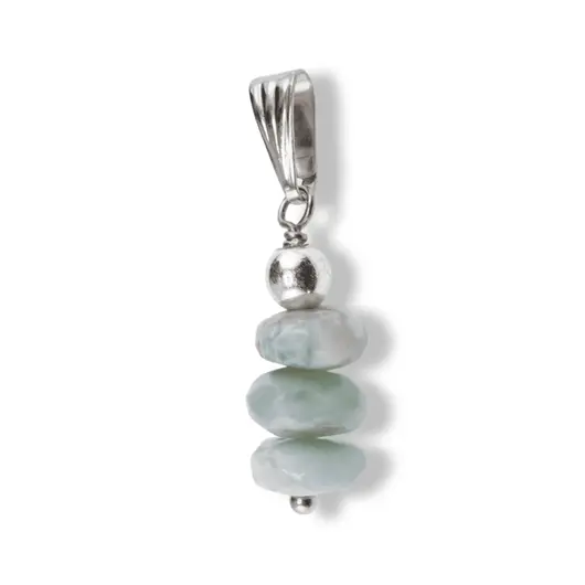 Pandantiv Larimar discuri fatetate, 7-8mm, imagine 3