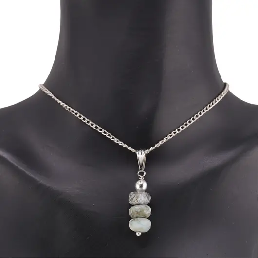 Pandantiv Larimar discuri fatetate, 7-8mm, imagine 4