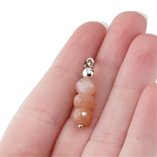 Pandantiv Piatra Lunii piersica discuri fatetate, 7mm, imagine 5