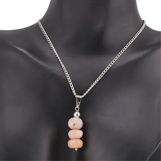 Set cercei cu agatatoare si pandantiv Opal roz discuri fatetate, 9-10mm, imagine 3