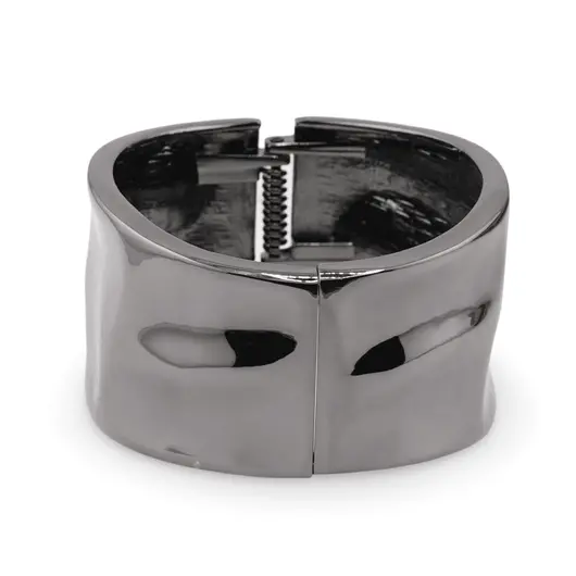 Bratara lata din metal negru, model statement