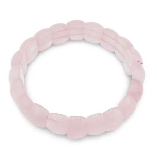 Bratara lata pe elastic cu cristale naturale Cuart roz, bombata 14mm