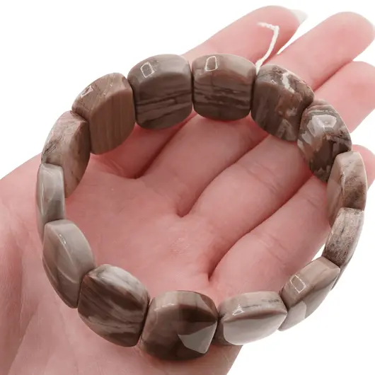 Bratara lata pe elastic cu cristale naturale Jasp, oval 21mm, imagine 4