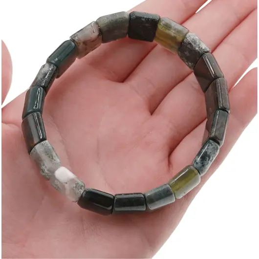 Bratara lata pe elastic cu cristale naturale Mossagat, dreptunghiuri 15mm, imagine 4