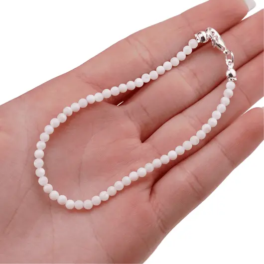 Bratara Sidef alb sfere, 3mm, imagine 3