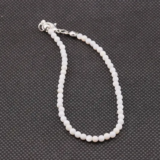 Bratara Sidef alb sfere, 3mm