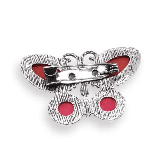 Brosa fluture cu Coral rosu, 44mm, imagine 2