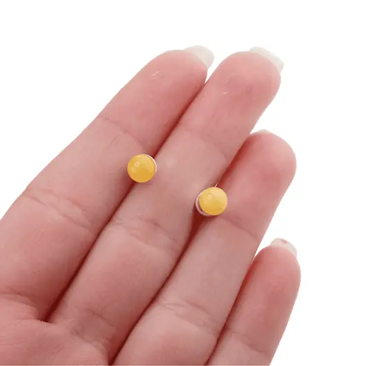 Cercei cu surub chihlimbar 5mm cu argint 925, unt, imagine 5