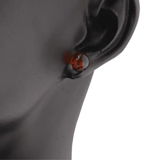 Cercei cu surub chihlimbar 6mm cu argint 925, coniac, imagine 3