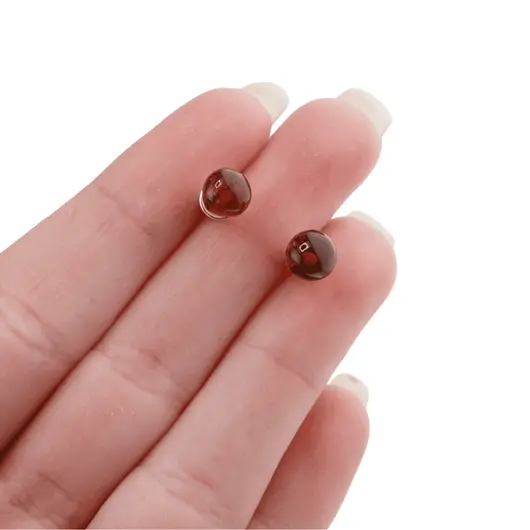 Cercei cu surub chihlimbar 6mm cu argint 925, coniac, imagine 5