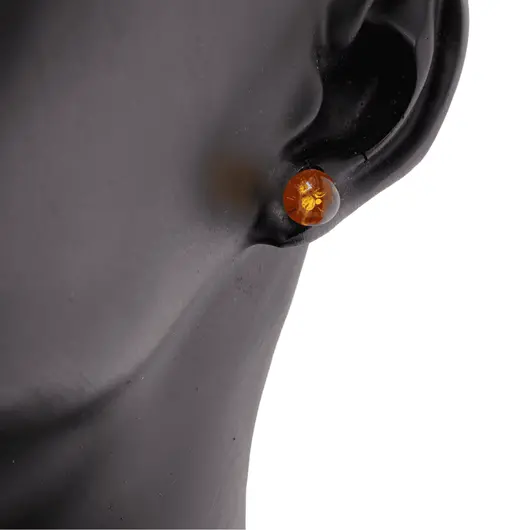 Cercei cu surub chihlimbar 6mm cu argint 925, miere, imagine 3