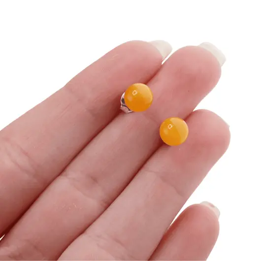 Cercei cu surub chihlimbar 6mm cu argint 925, portocala, imagine 5